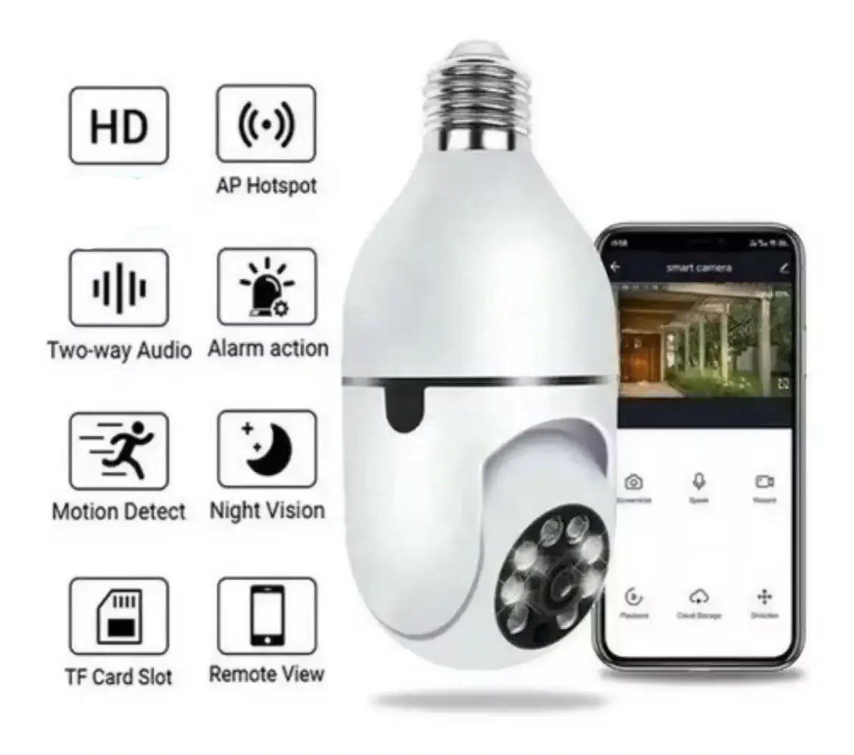 PTZ Bulb WiFi Camera 2Mp